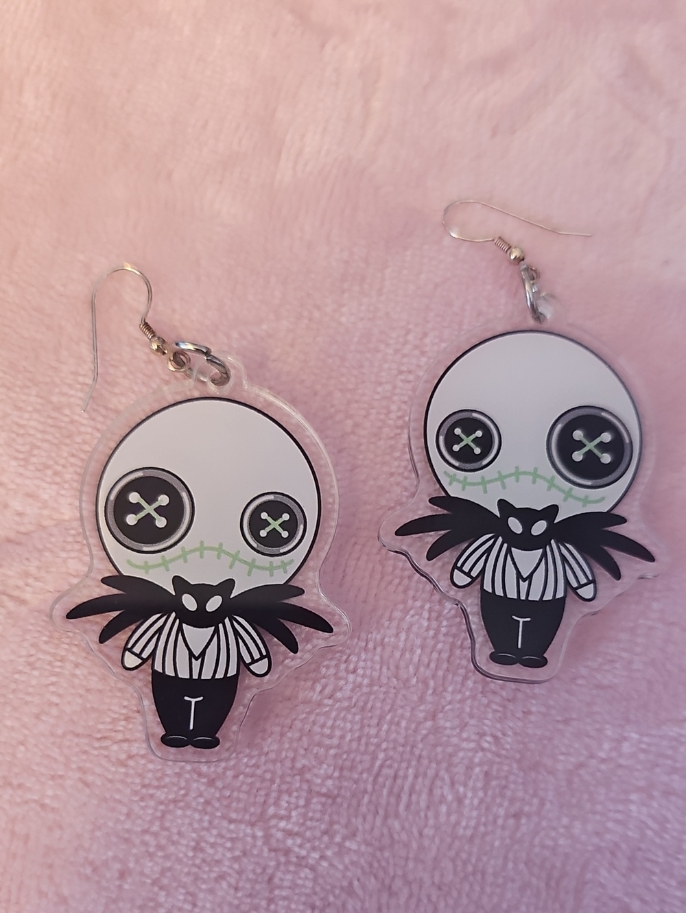 Cute Jack Skellington Button-Eye Earrings